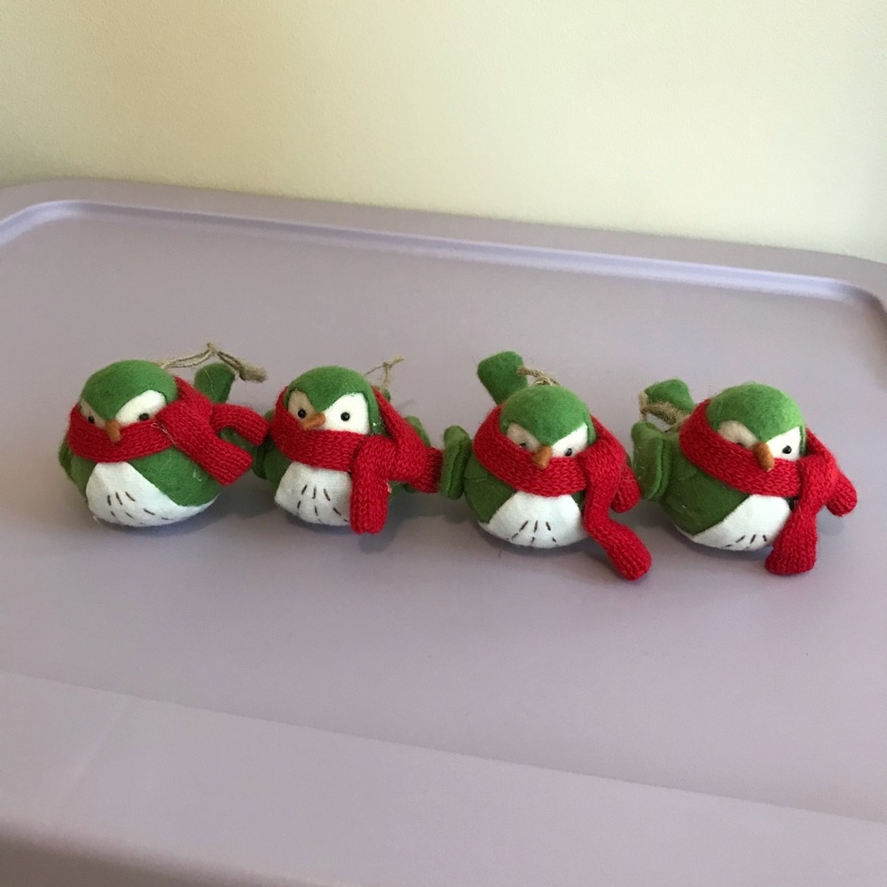 Target Wondershop Featherly Friends Christmas Fabric Bird Ornaments Lot of 4